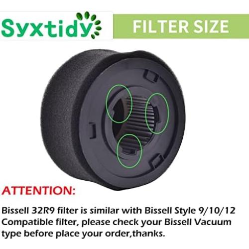 Filtro Reemplazo Syxtidy para Aspiradora Bissell 203-7913 - 2 Paquete
