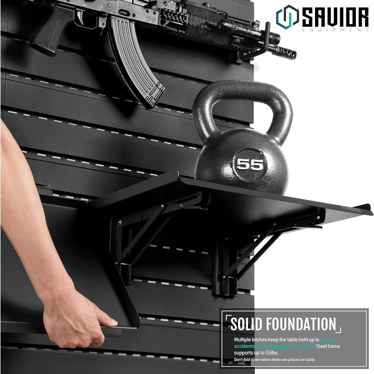 Estante Pared Plegable Equipos Savior 43 cm Negro Soporte Pesado