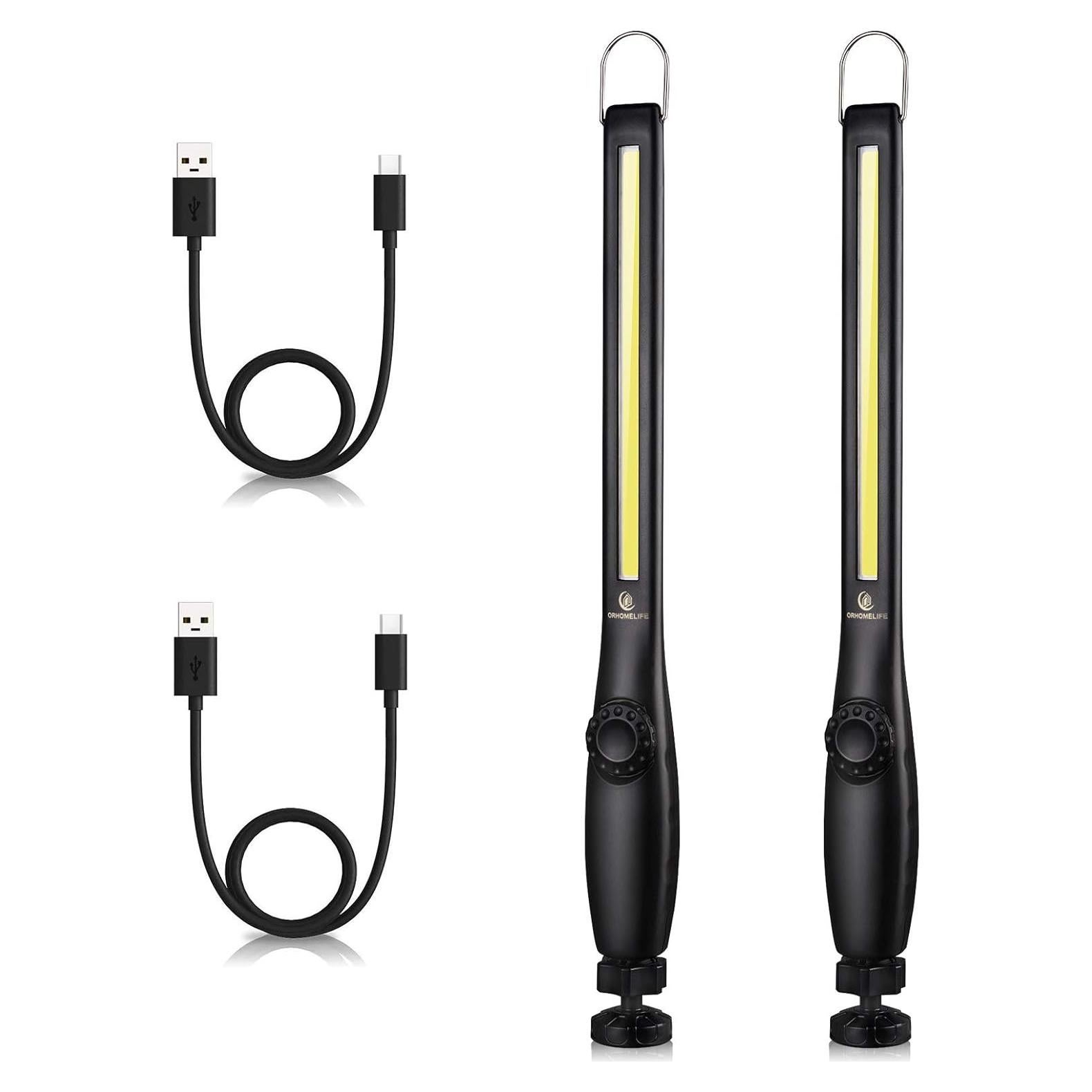 Luz de Trabajo LED ORHOMELIFE 800 lúmenes 3300mAh 2 Paquetes