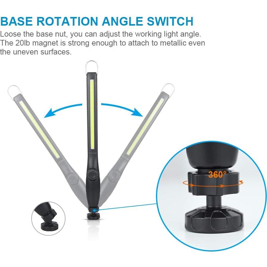 Luz de Trabajo LED ORHOMELIFE 800 lúmenes 3300mAh 2 Paquetes