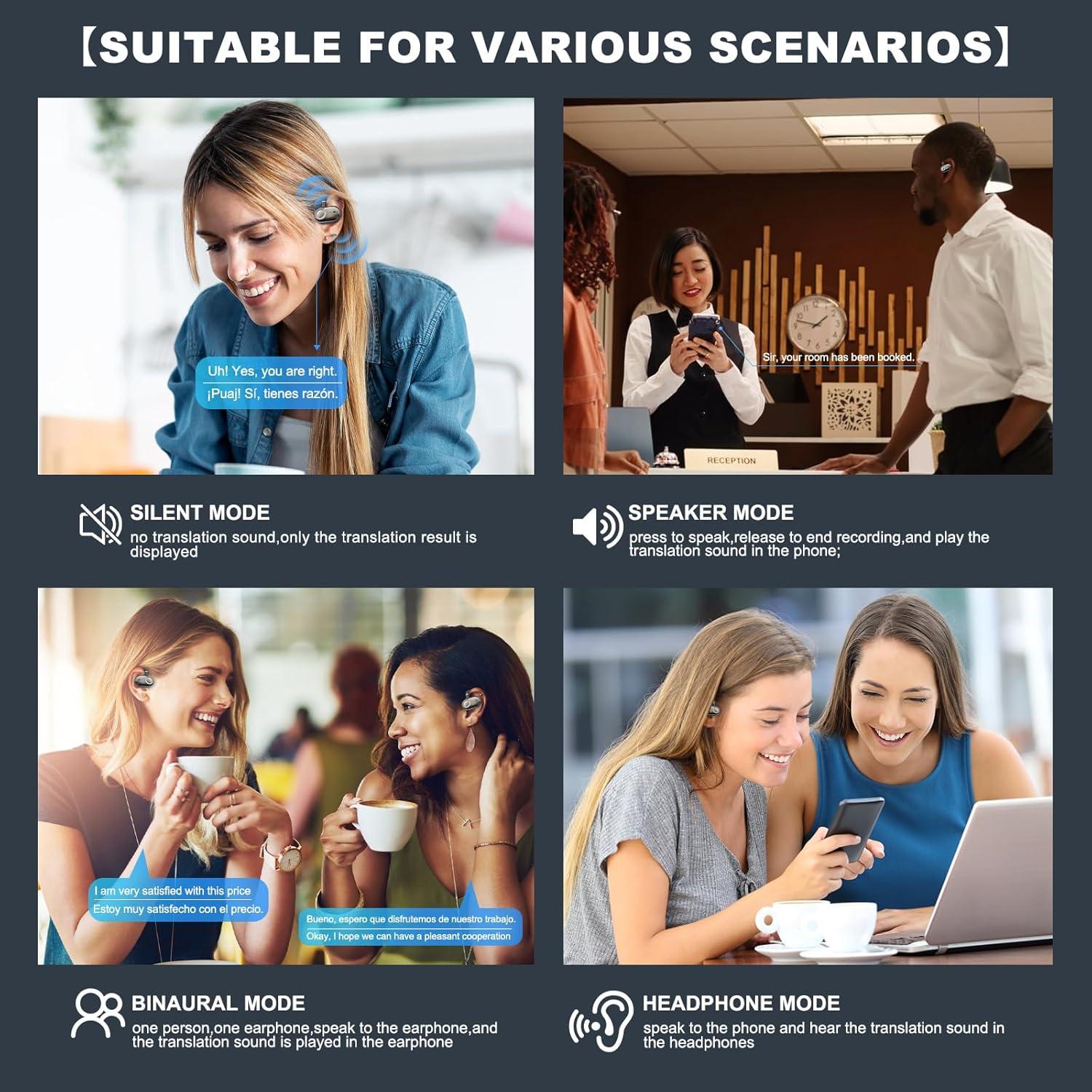 Auriculares de Traducción AI Wesland FY-ES-02 Negro 144 Idiomas