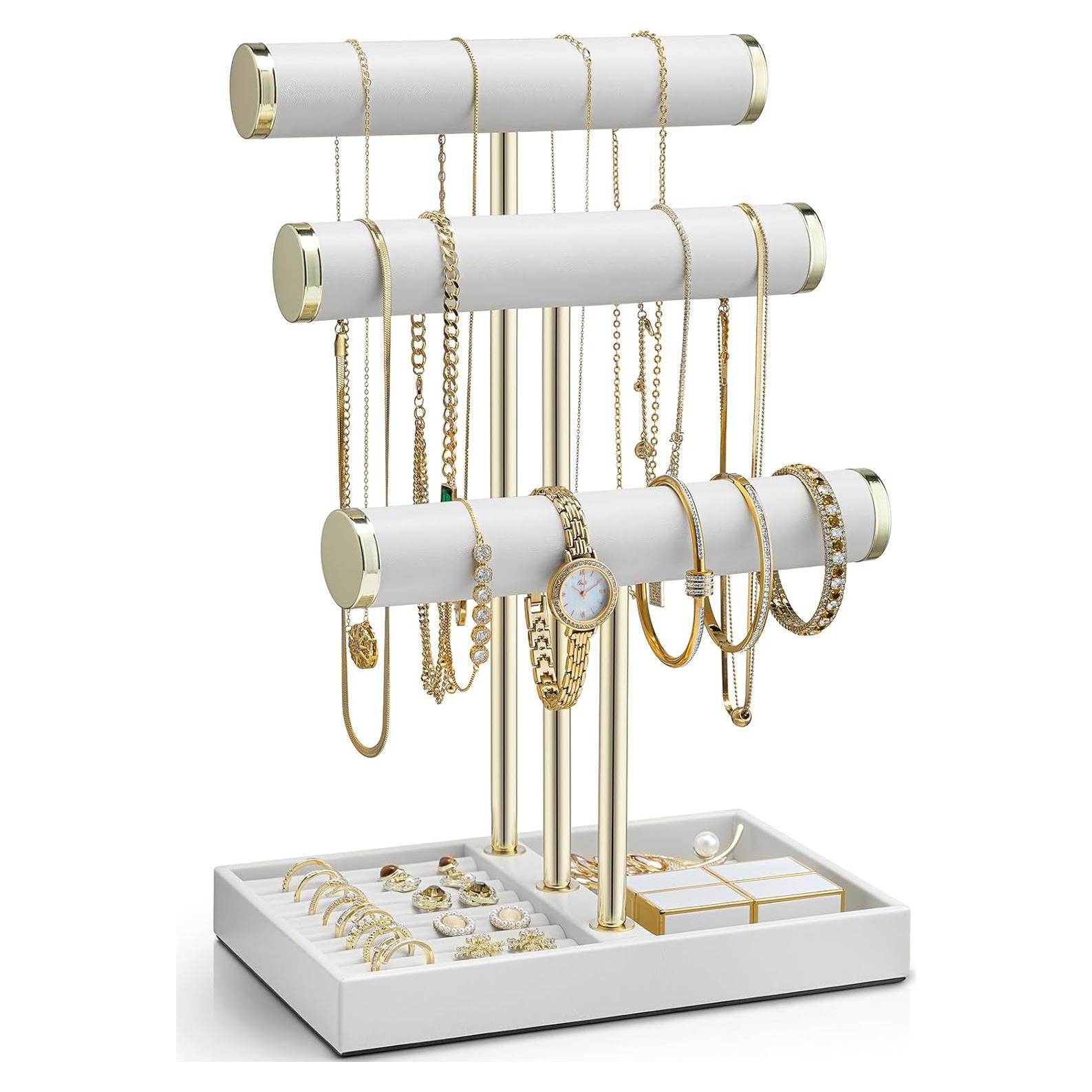 Organizador de Joyería Vlando Blanco - Soporte de Pulseras 3 Niveles