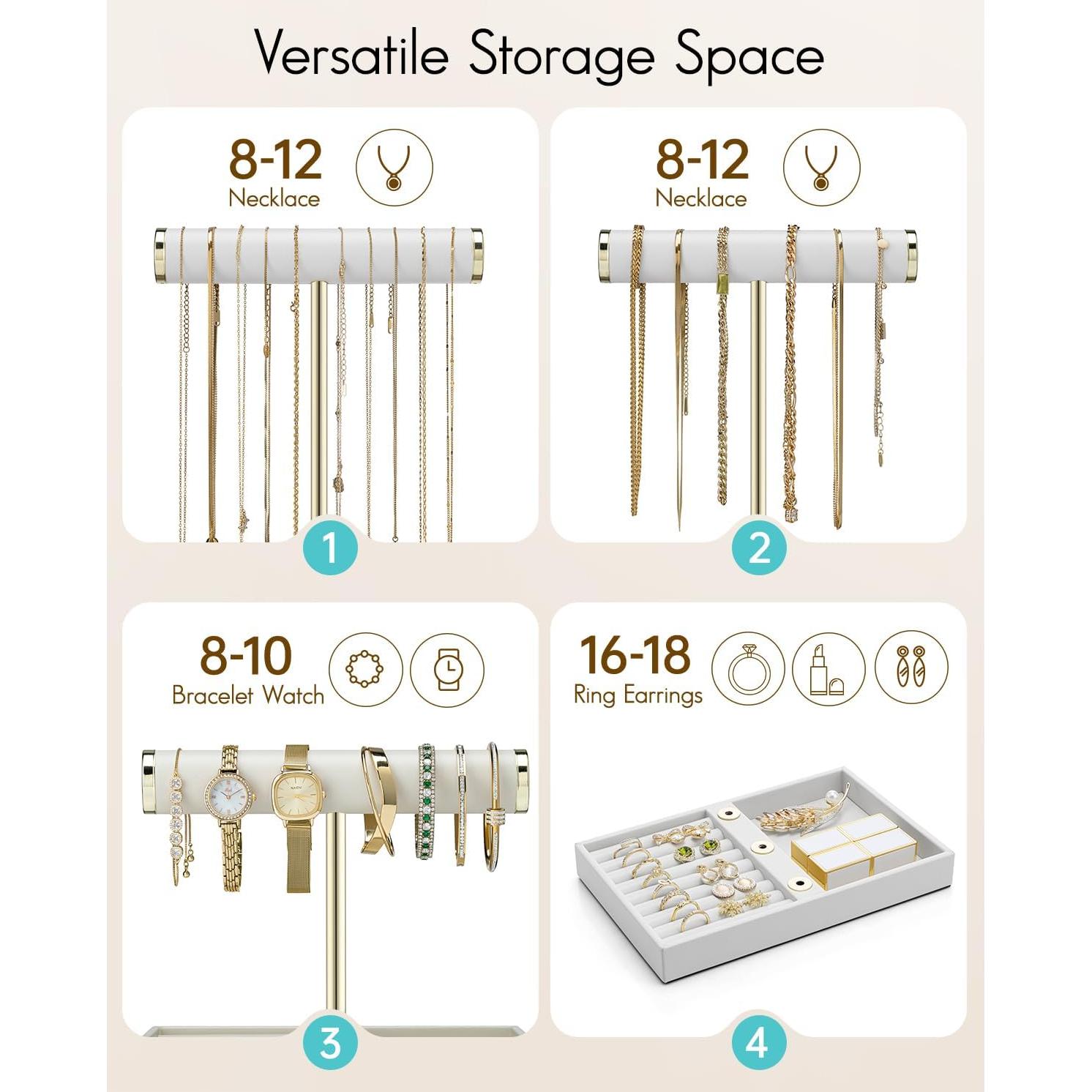 Organizador de Joyería Vlando Blanco - Soporte de Pulseras 3 Niveles