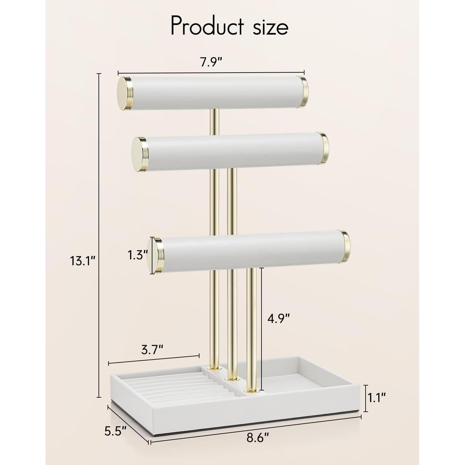 Organizador de Joyería Vlando Blanco - Soporte de Pulseras 3 Niveles