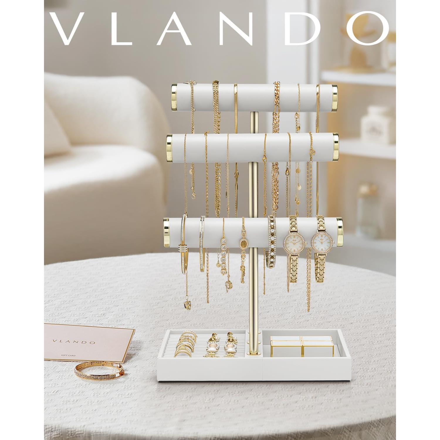 Organizador de Joyería Vlando Blanco - Soporte de Pulseras 3 Niveles