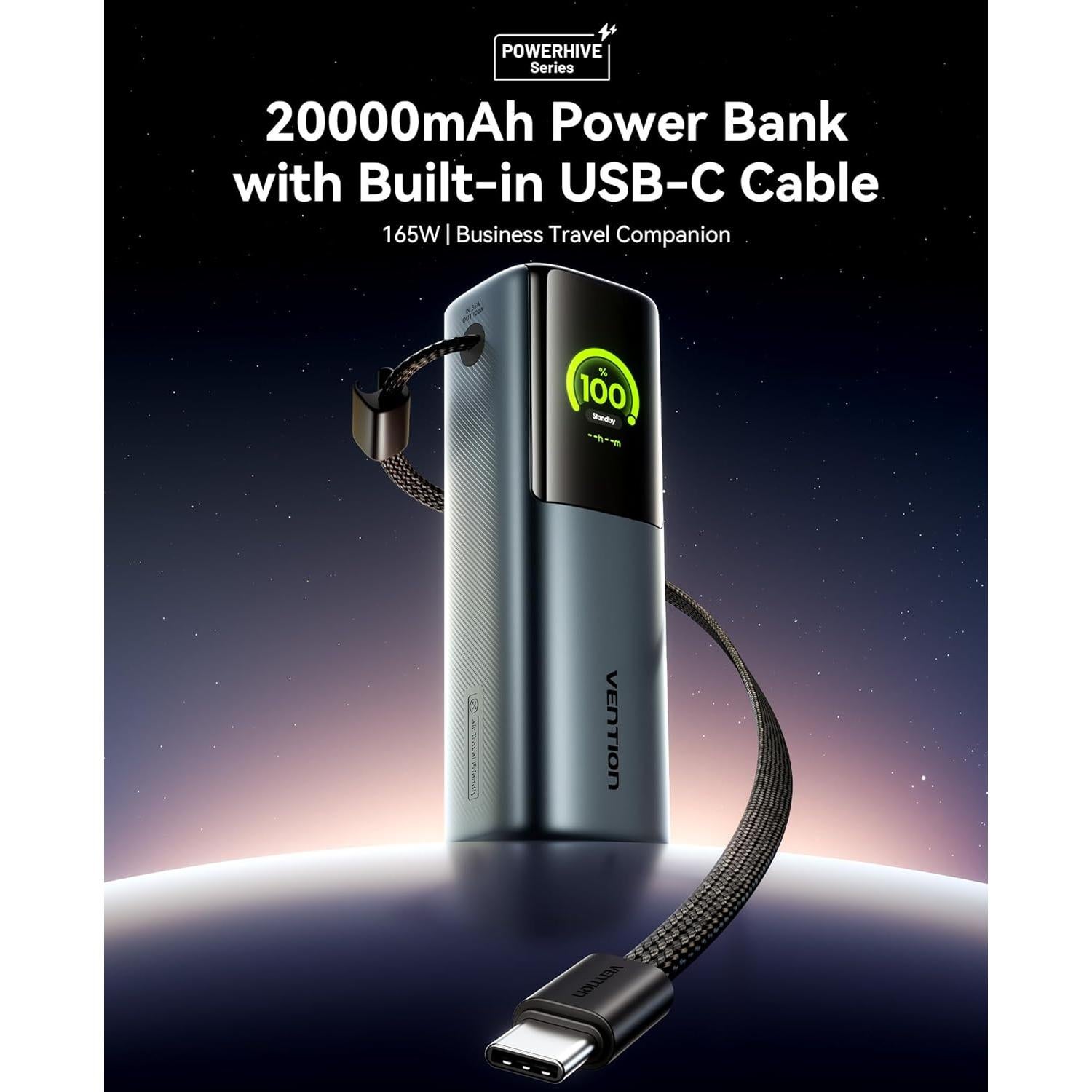 Banco de Energía Portátil VENTION 20000mAh 165W Carga Rápida