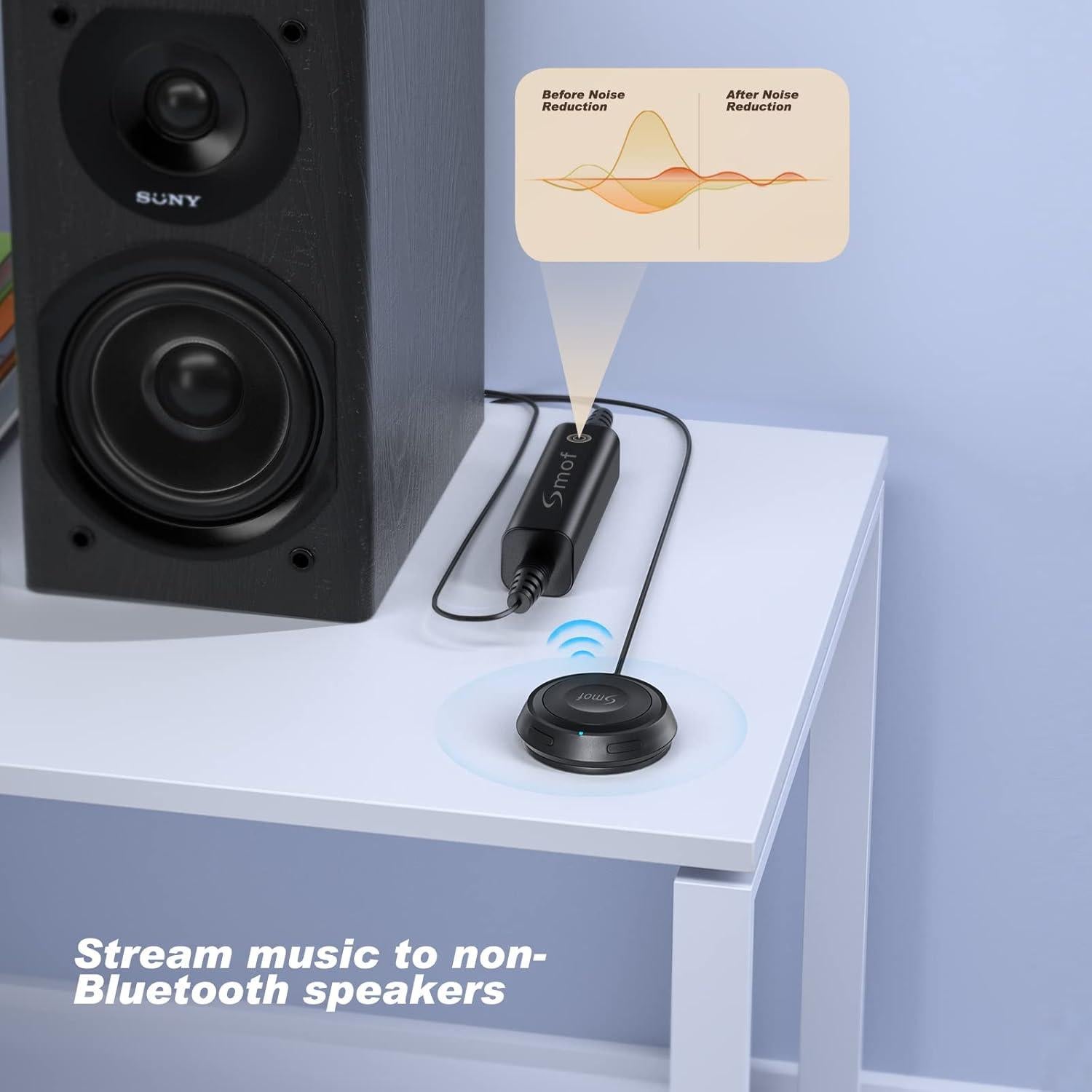 Adaptador Bluetooth Smof BT4805 con Cargador USB Doble