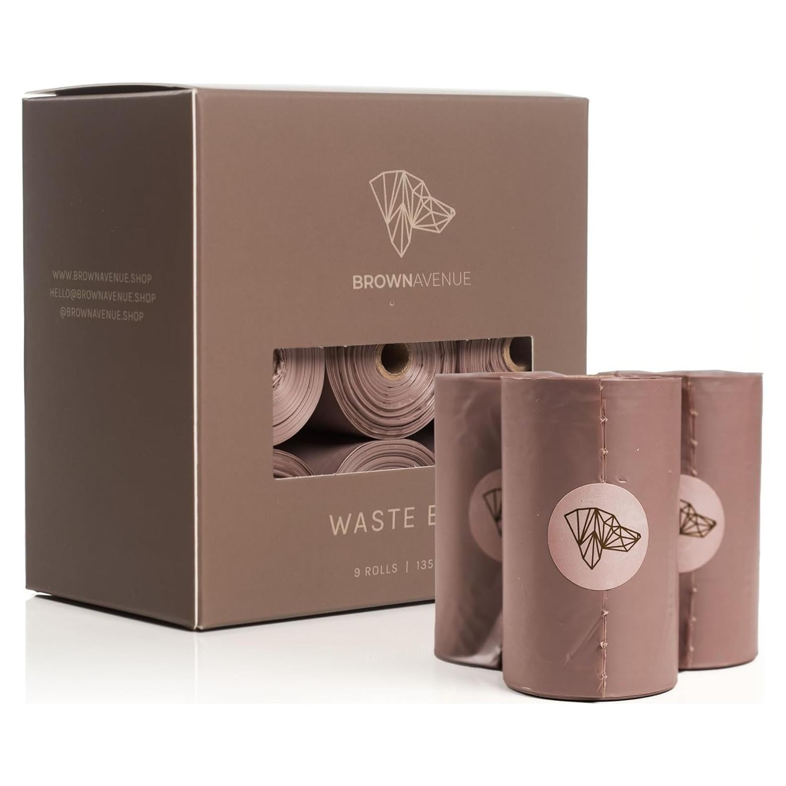 Bolsas para Excremento de Perro Brown Avenue - 135 Unidades Biodegradables