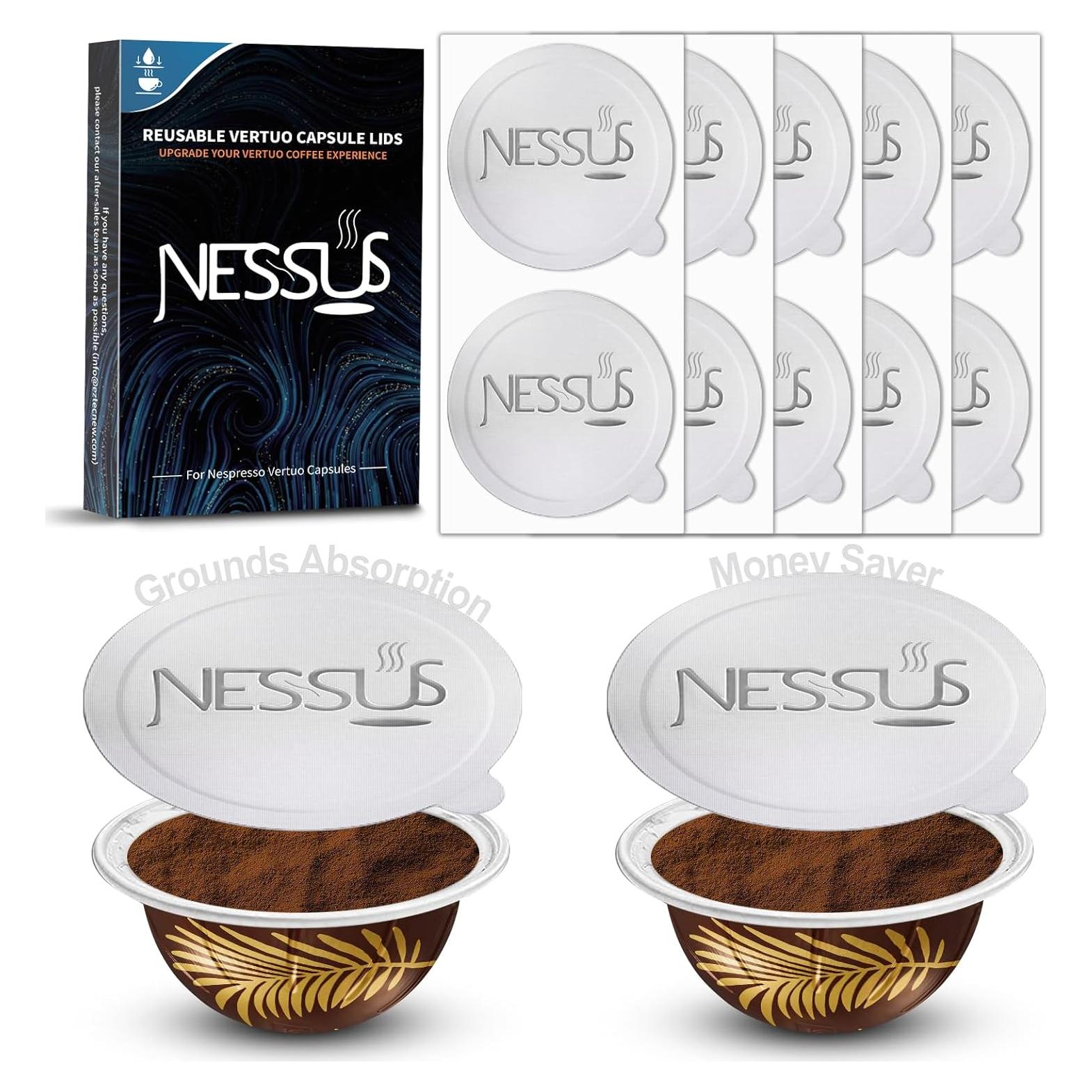 Tapa de Sellos de Aluminio NESSUS para Cápsulas Nespresso Vertuo - 60 Pcs