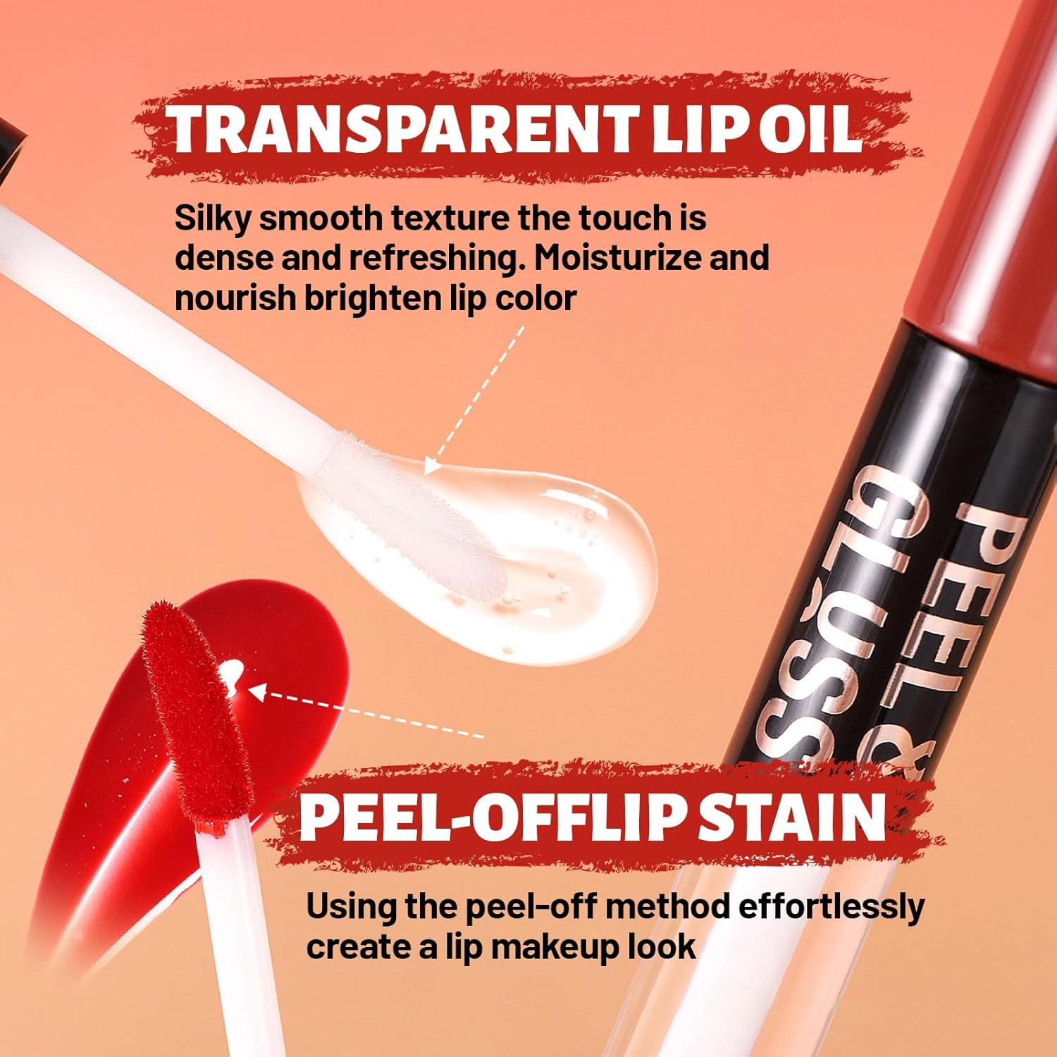 Juego de Tinte Labial Despegable Doble Cara 3 Colores Hidratante