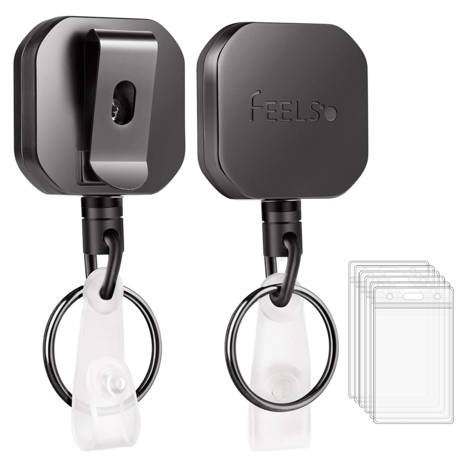 Portatarjetas Retráctil FEELSO con Clip y 6 Soportes