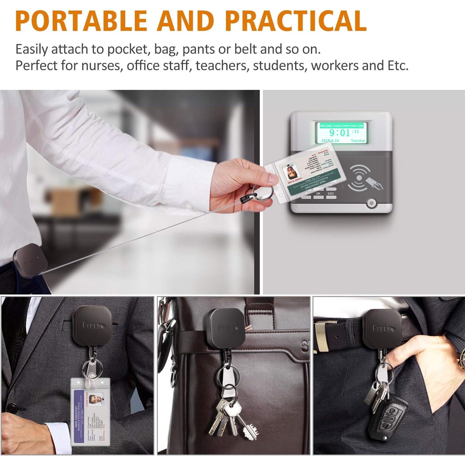 Portatarjetas Retráctil FEELSO con Clip y 6 Soportes