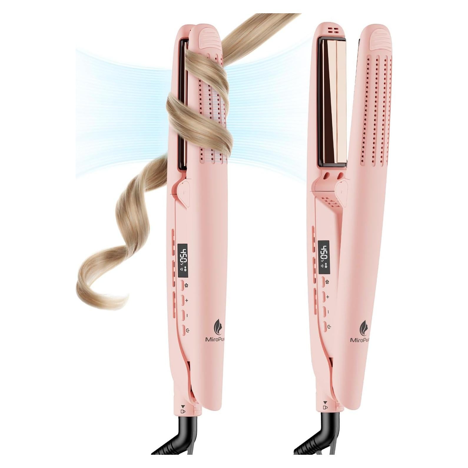 Plancha y Rizador 2 en 1 MiroPure Titanio Rosa 360°