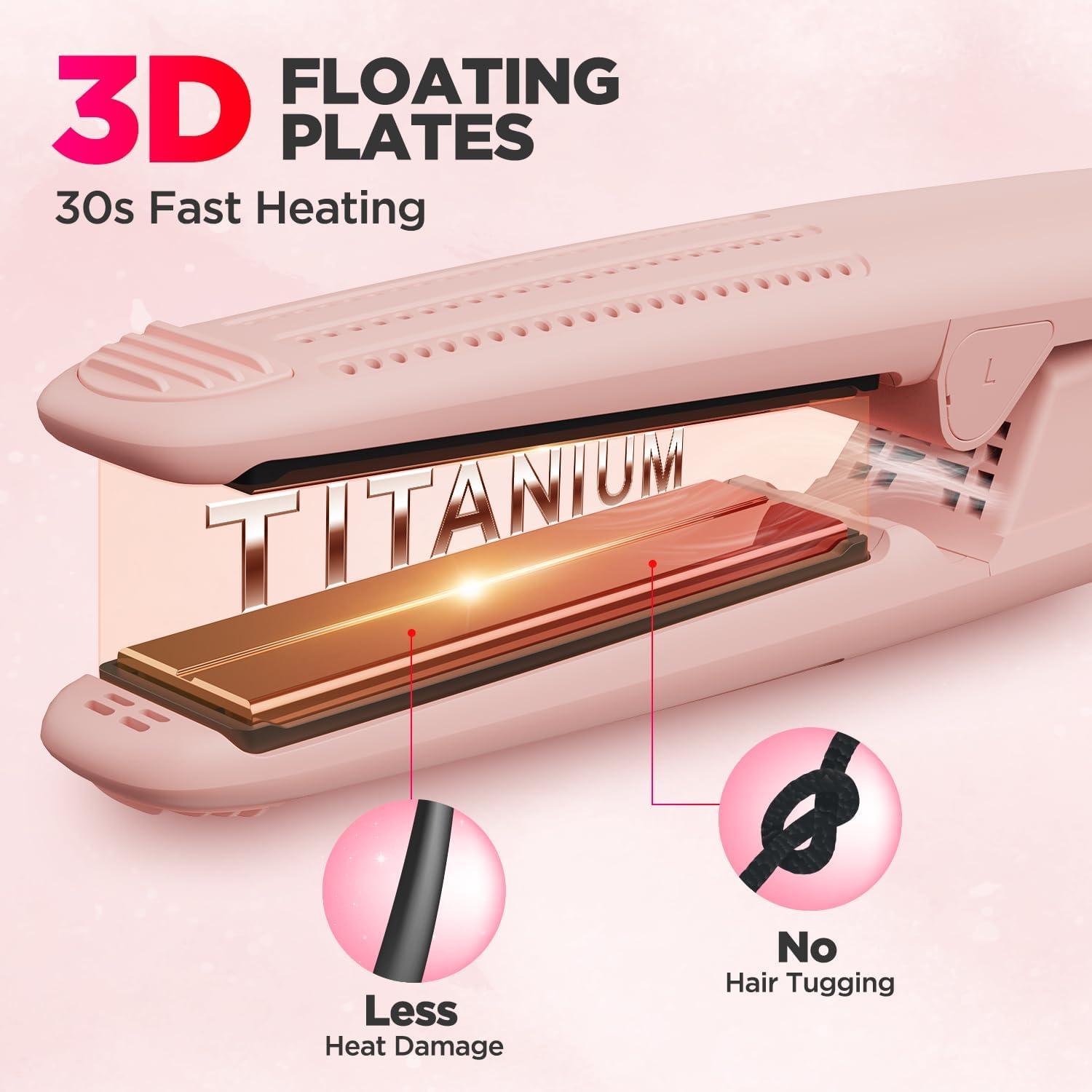 Plancha y Rizador 2 en 1 MiroPure Titanio Rosa 360°