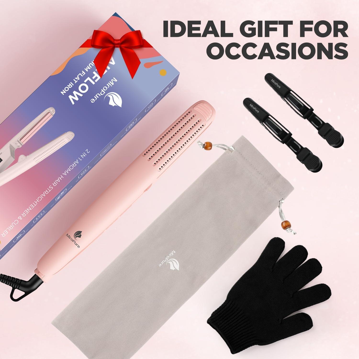 Plancha y Rizador 2 en 1 MiroPure Titanio Rosa 360°