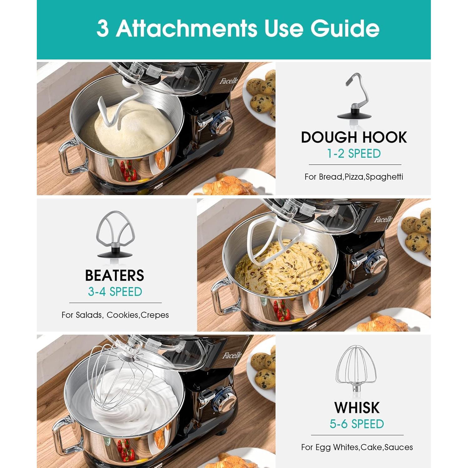 Mezclador de pie Facelle SM-1519U 660W 6.5L 6 velocidades