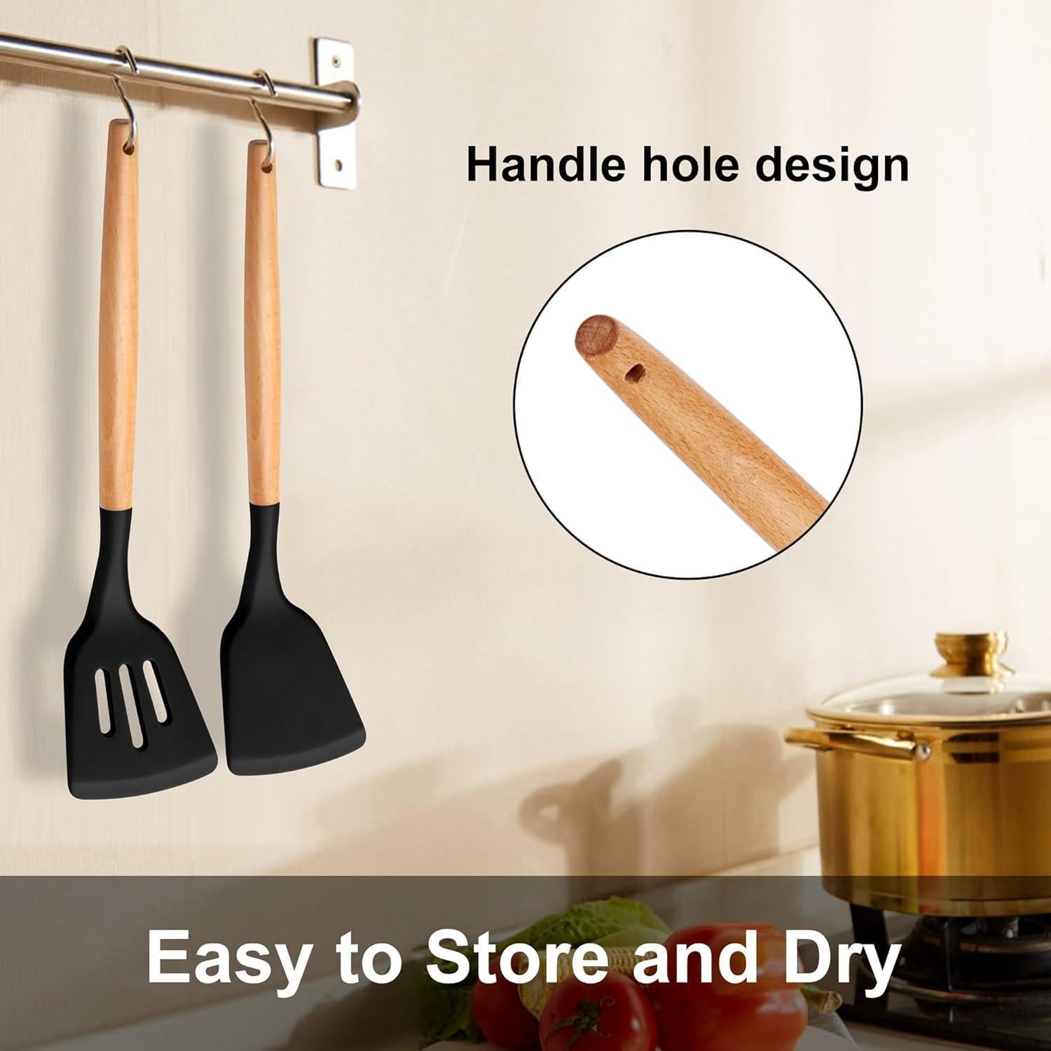 Set de Espátulas de Silicona E-far 2 Piezas Negro