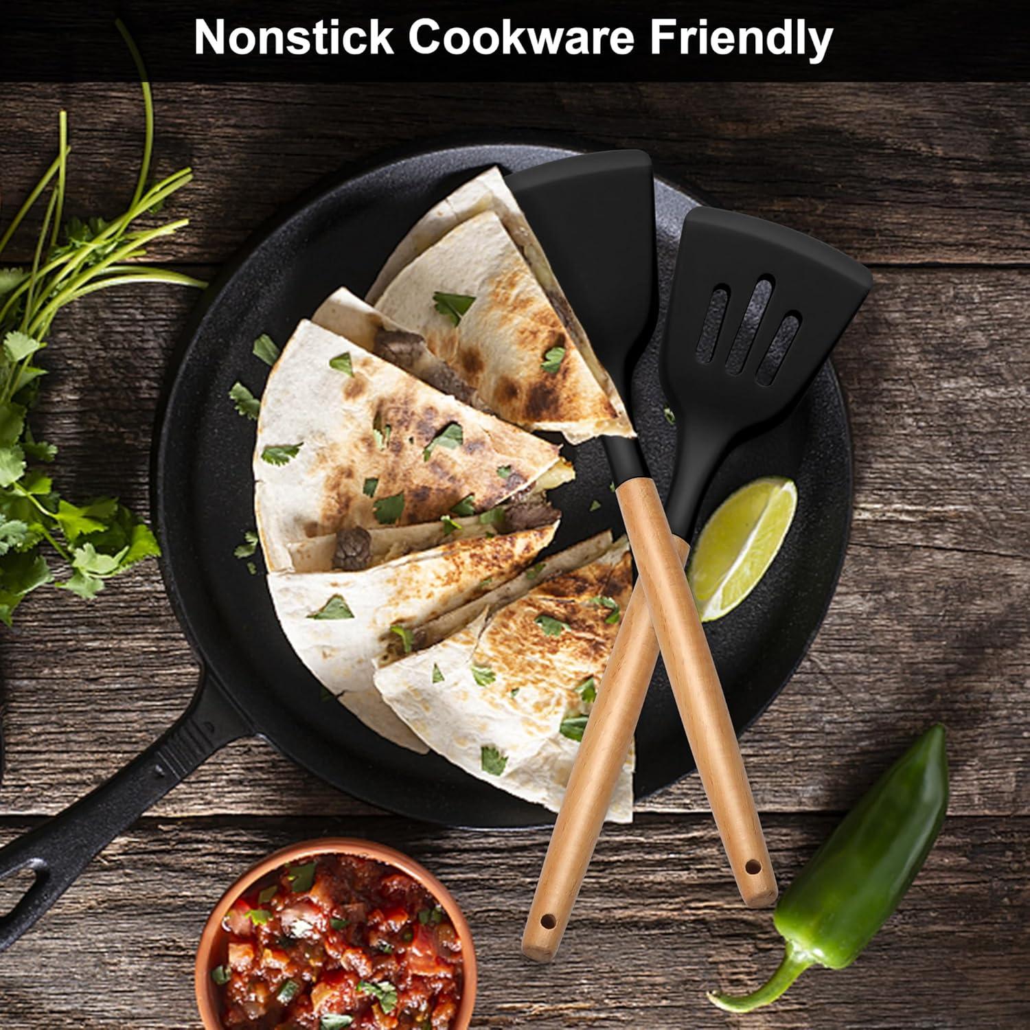 Set de Espátulas de Silicona E-far 2 Piezas Negro