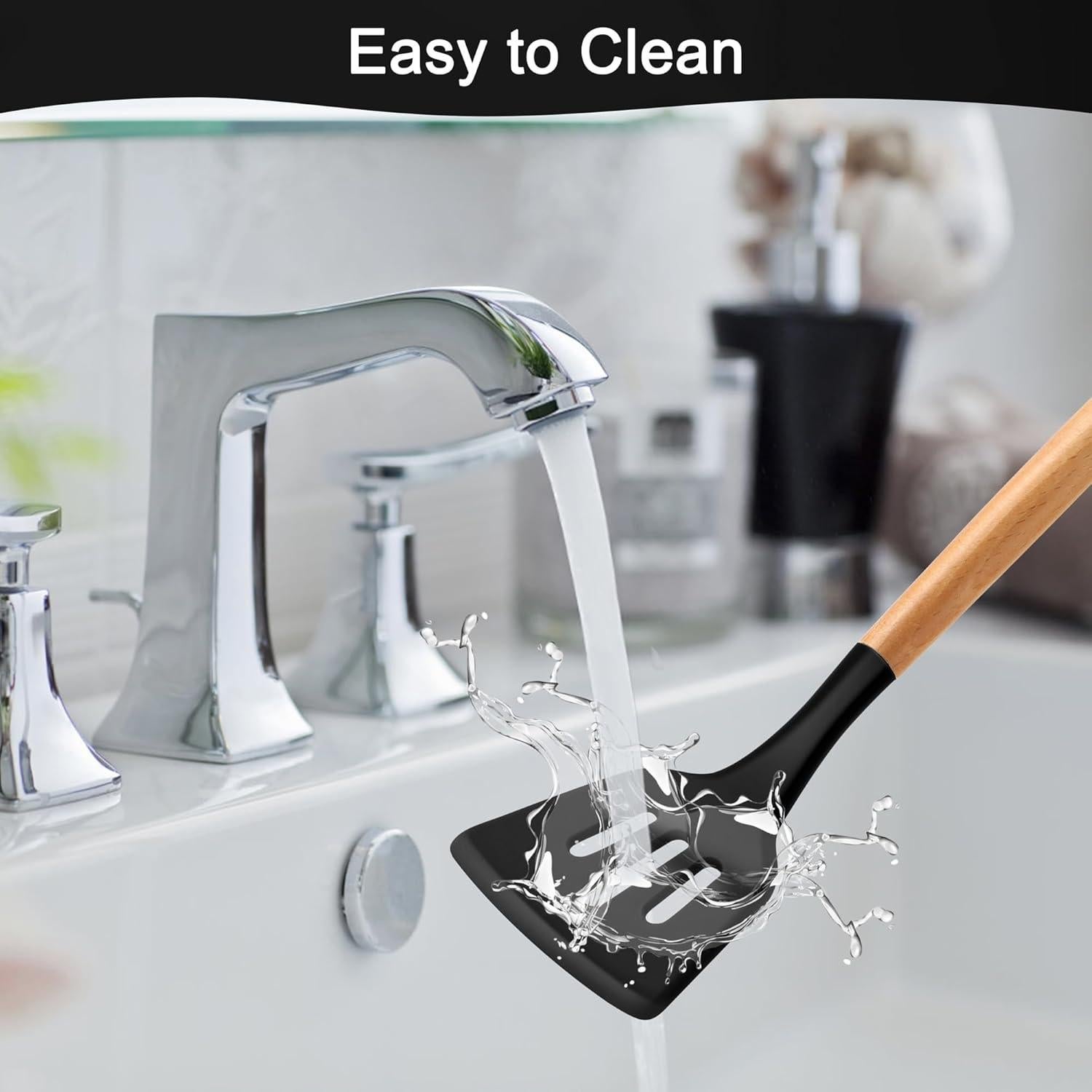 Set de Espátulas de Silicona E-far 2 Piezas Negro