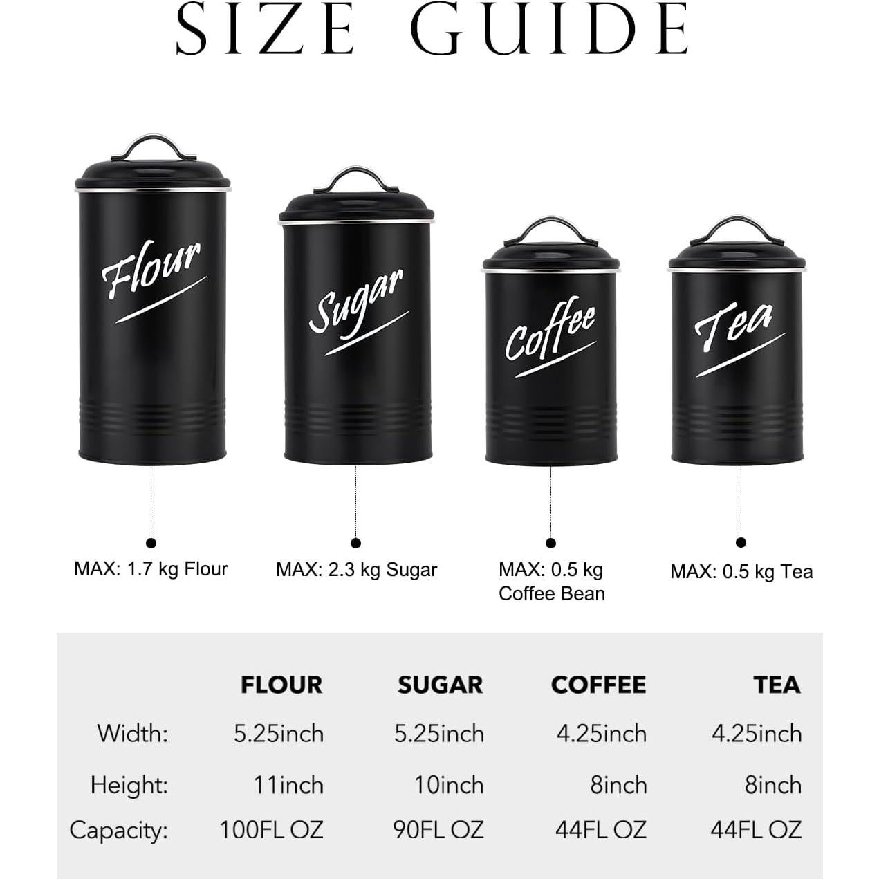 Conjunto de Tarros de Acero Inoxidable Hillbond - 4 Piezas