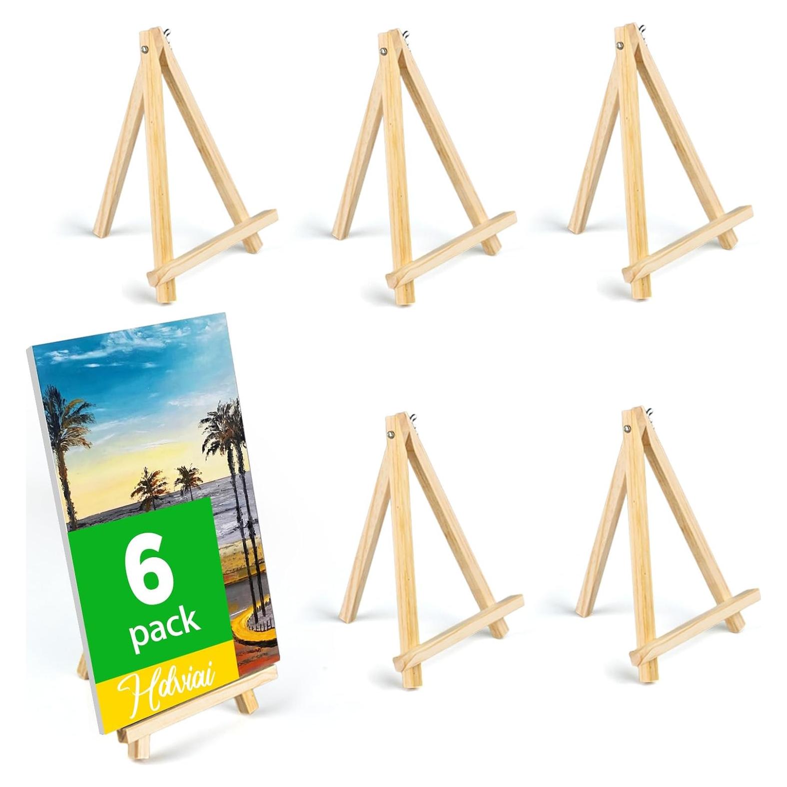 6 Caballetes de Madera Hdviai 24x16 cm para Pintura y Manualidades