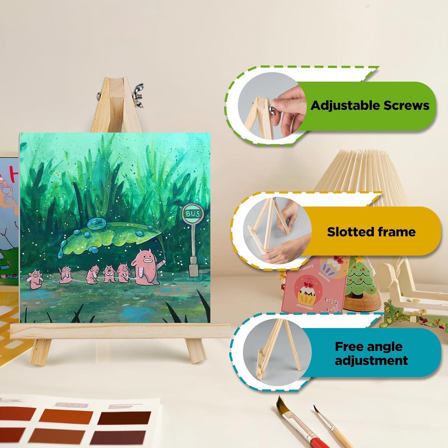 6 Caballetes de Madera Hdviai 24x16 cm para Pintura y Manualidades