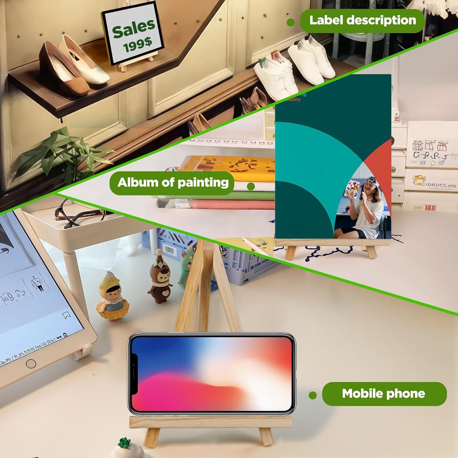 6 Caballetes de Madera Hdviai 24x16 cm para Pintura y Manualidades