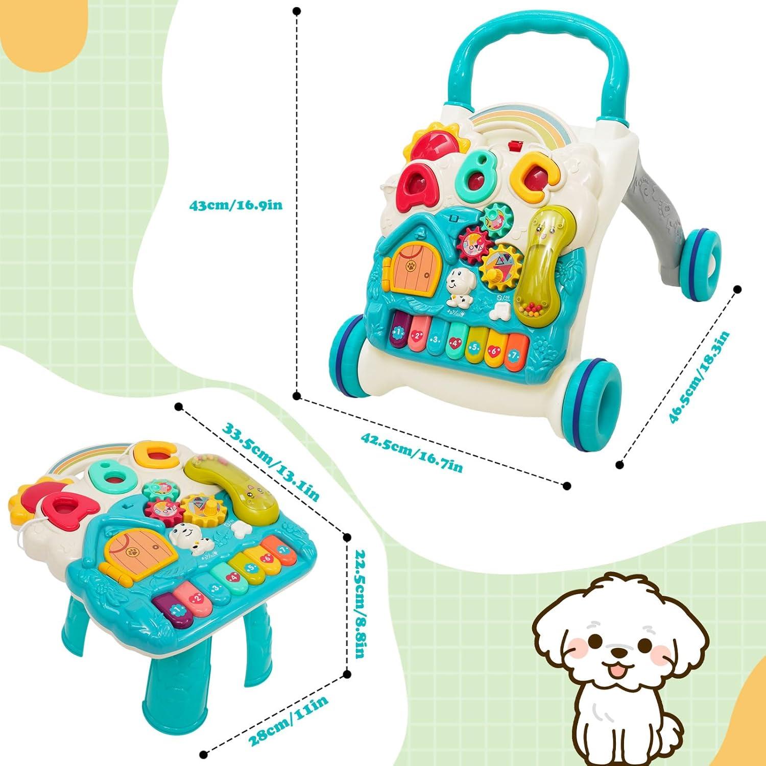 Andador de Aprendizaje 3 en 1 Azul - Multifuncional con Panel de Juego