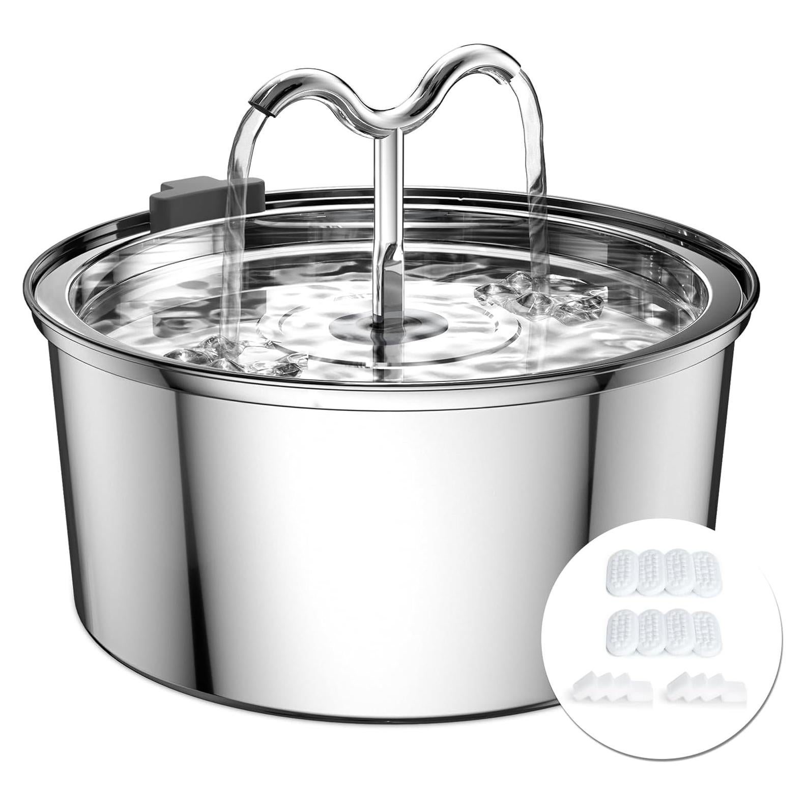 Fuente de Agua para Gatos DOOOB 3.2L Acero Inoxidable 8 Filtros