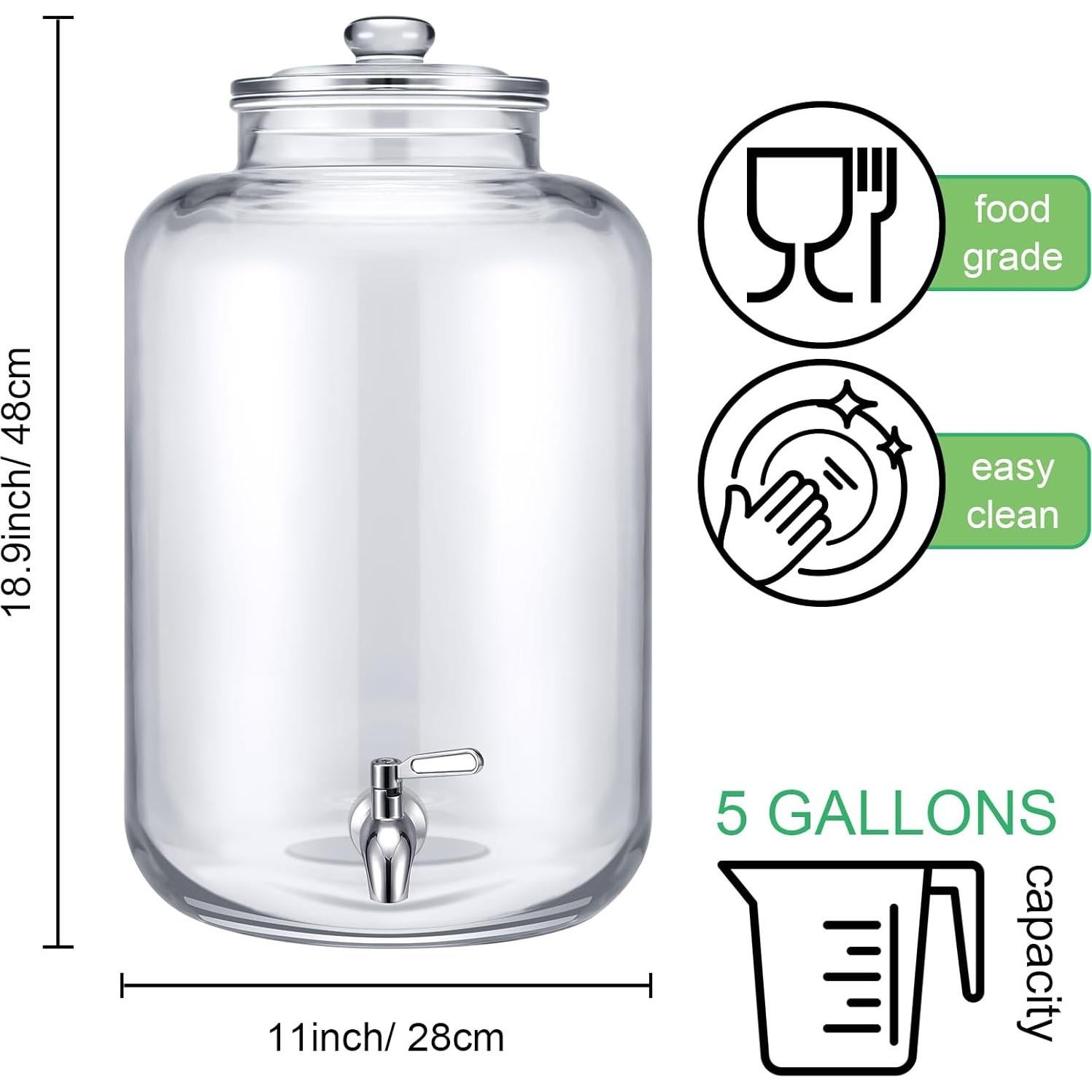 Dispensador de Agua de Vidrio Newtay 20L con Grifo de Acero