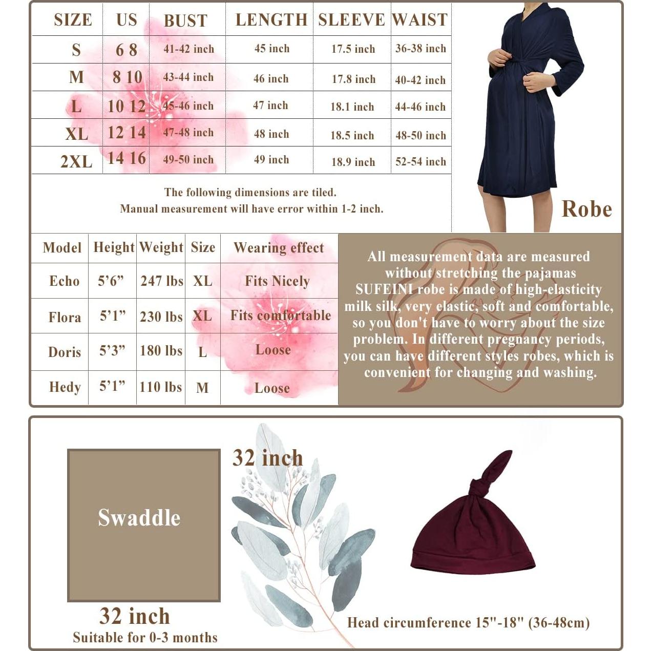 Bata de Maternidad SUFEINI con Manta y Sombrero - Postparto