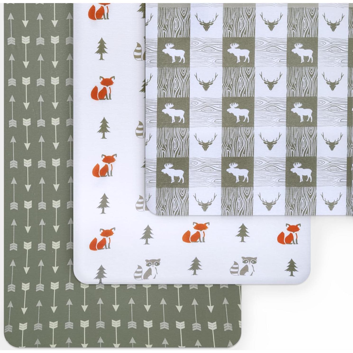 Sábanas Ajustadas Cuna Grow Wild 3 Piezas Algodón 132x71 cm