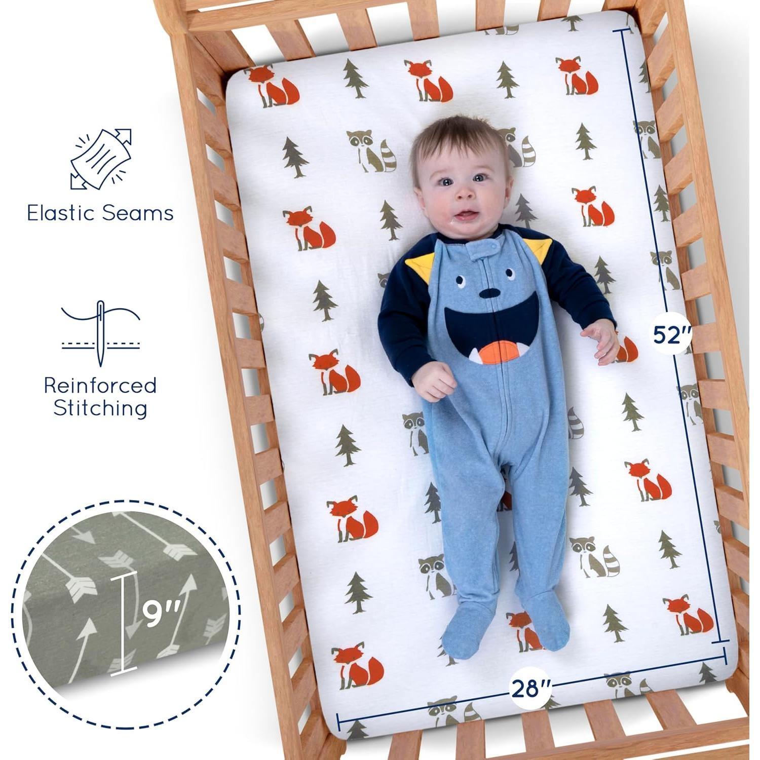 Sábanas Ajustadas Cuna Grow Wild 3 Piezas Algodón 132x71 cm