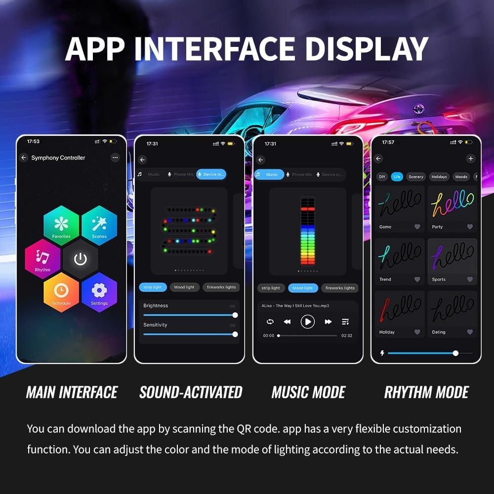 Luces LED de Acrílico VAUNGIUG 6 en 1 RGB para Coche