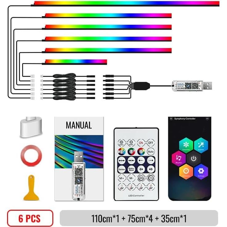 Luces LED de Acrílico VAUNGIUG 6 en 1 RGB para Coche