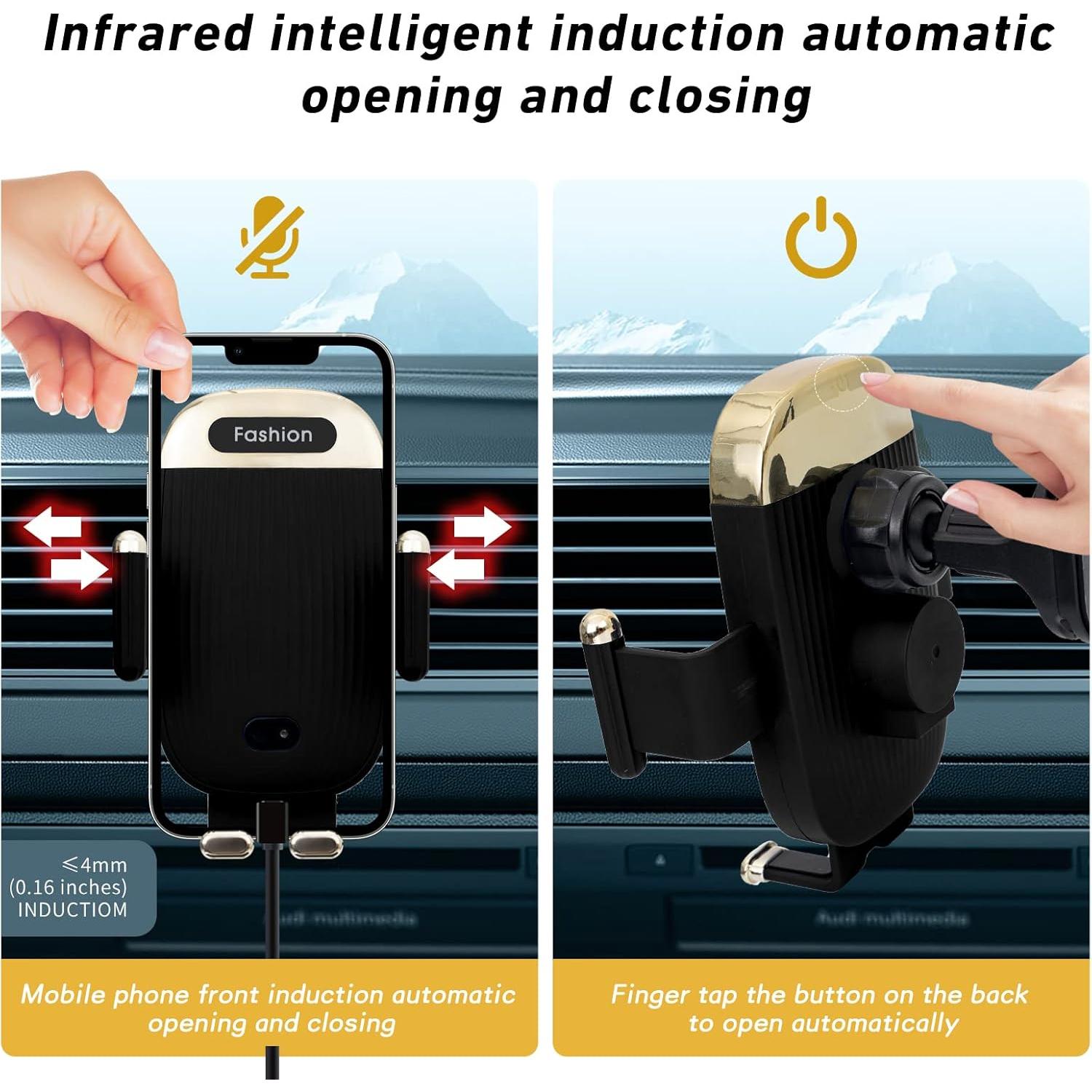 Soporte Cargador Inalámbrico Auto Aendern 15W Negro