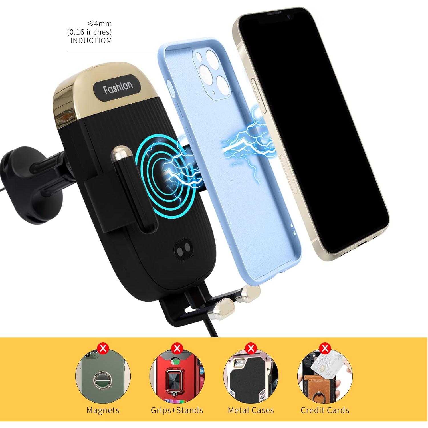 Soporte Cargador Inalámbrico Auto Aendern 15W Negro