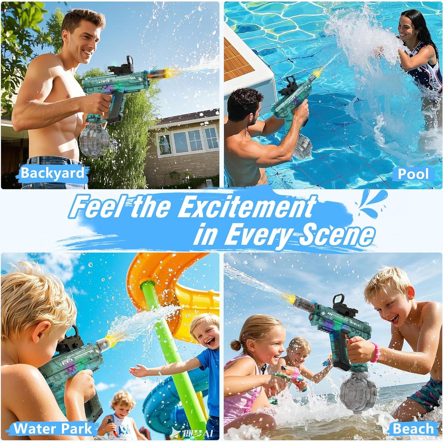 Pistola de Agua Eléctrica Lawdiey KB1353 800ml Alcance 9.75m