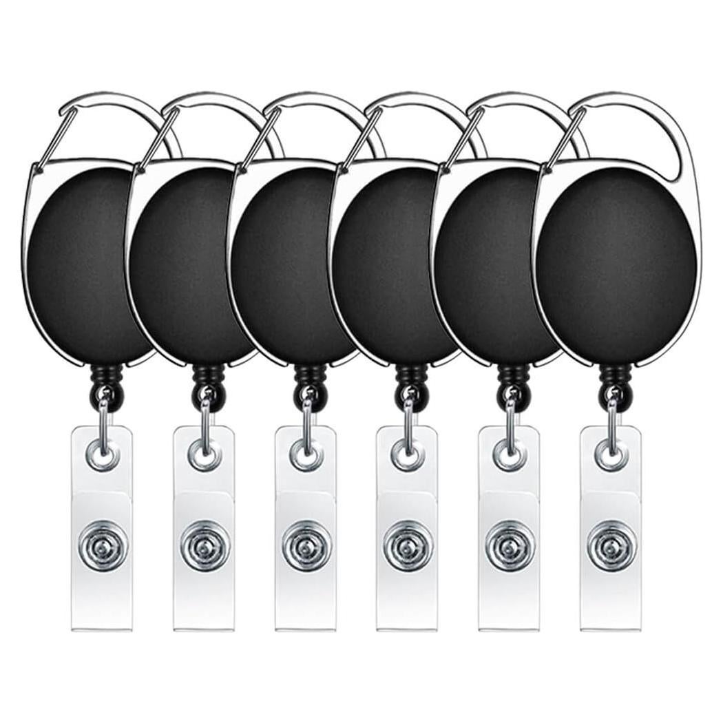 Carrete Retráctil Selizo 6 Pcs Clip Mosquetón ID 68,58 cm