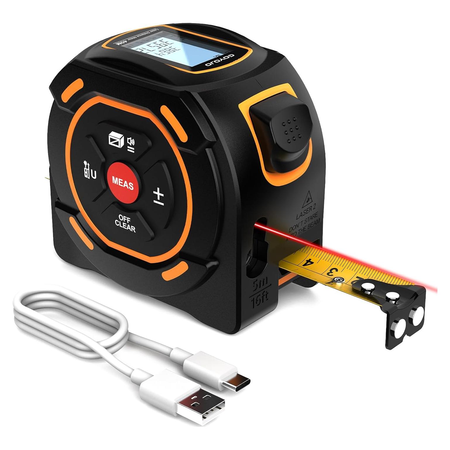 Cinta Métrica Láser GOYOJO 2 en 1 40m y 5m Auto-Bloqueo