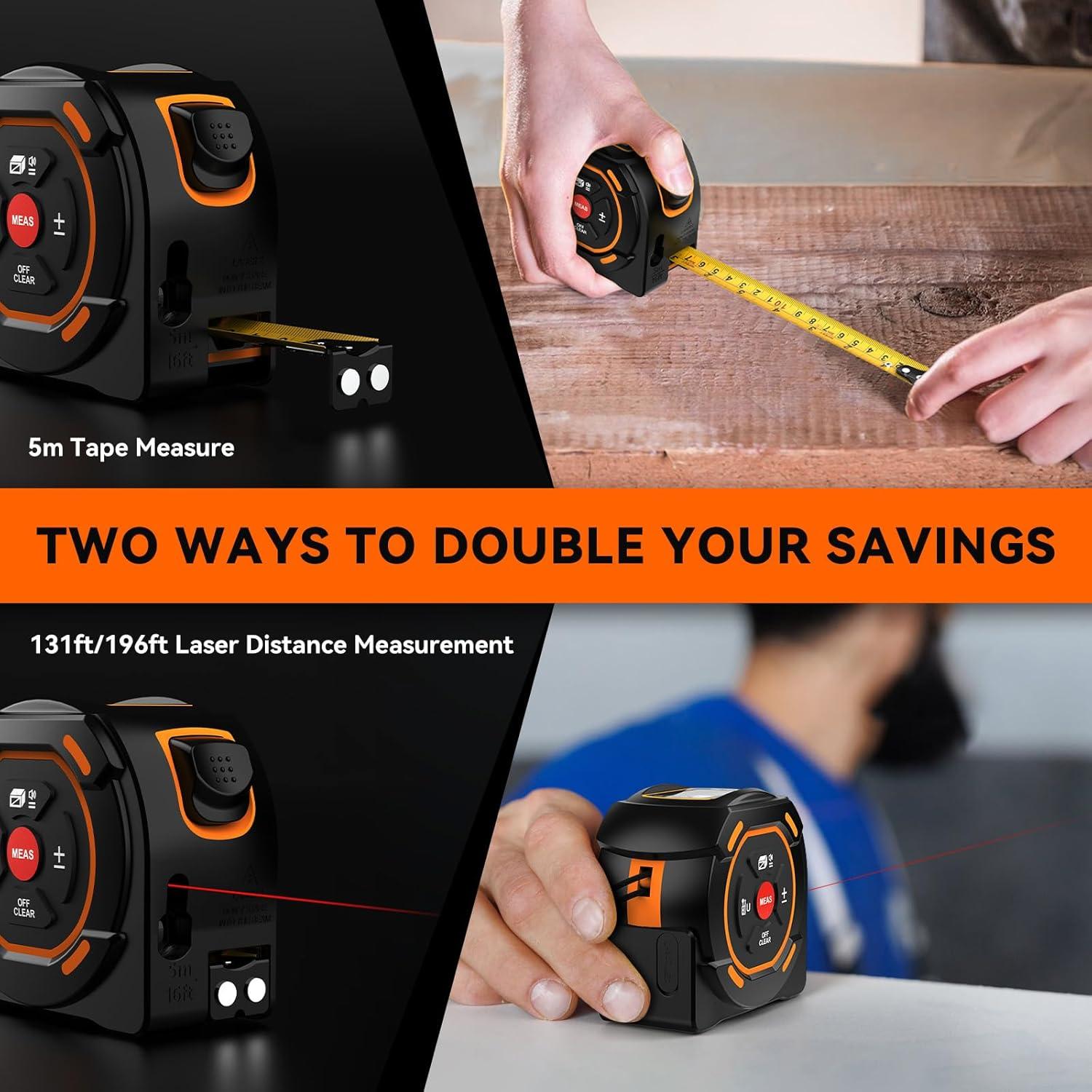 Cinta Métrica Láser GOYOJO 2 en 1 40m y 5m Auto-Bloqueo