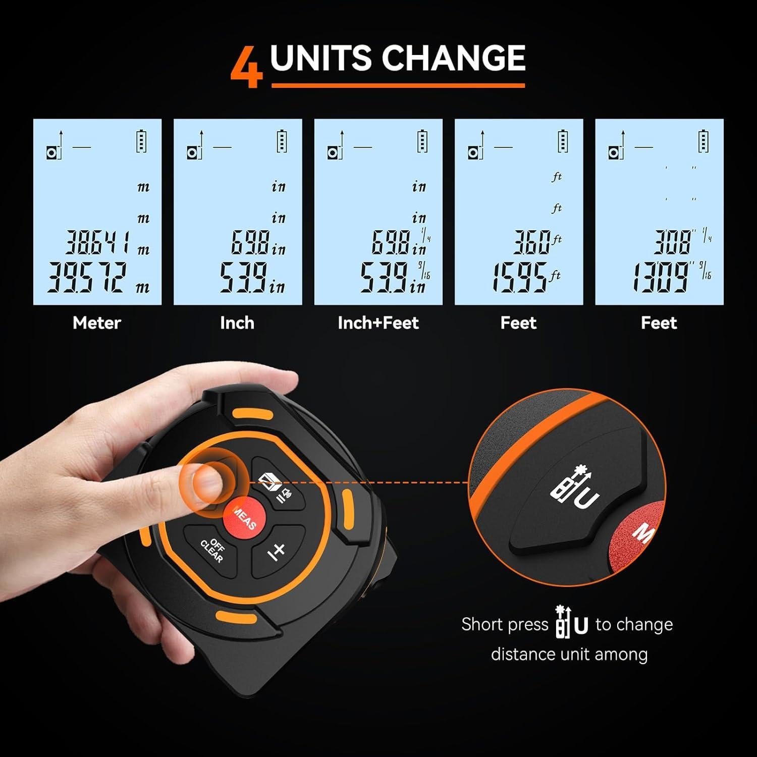 Cinta Métrica Láser GOYOJO 2 en 1 40m y 5m Auto-Bloqueo