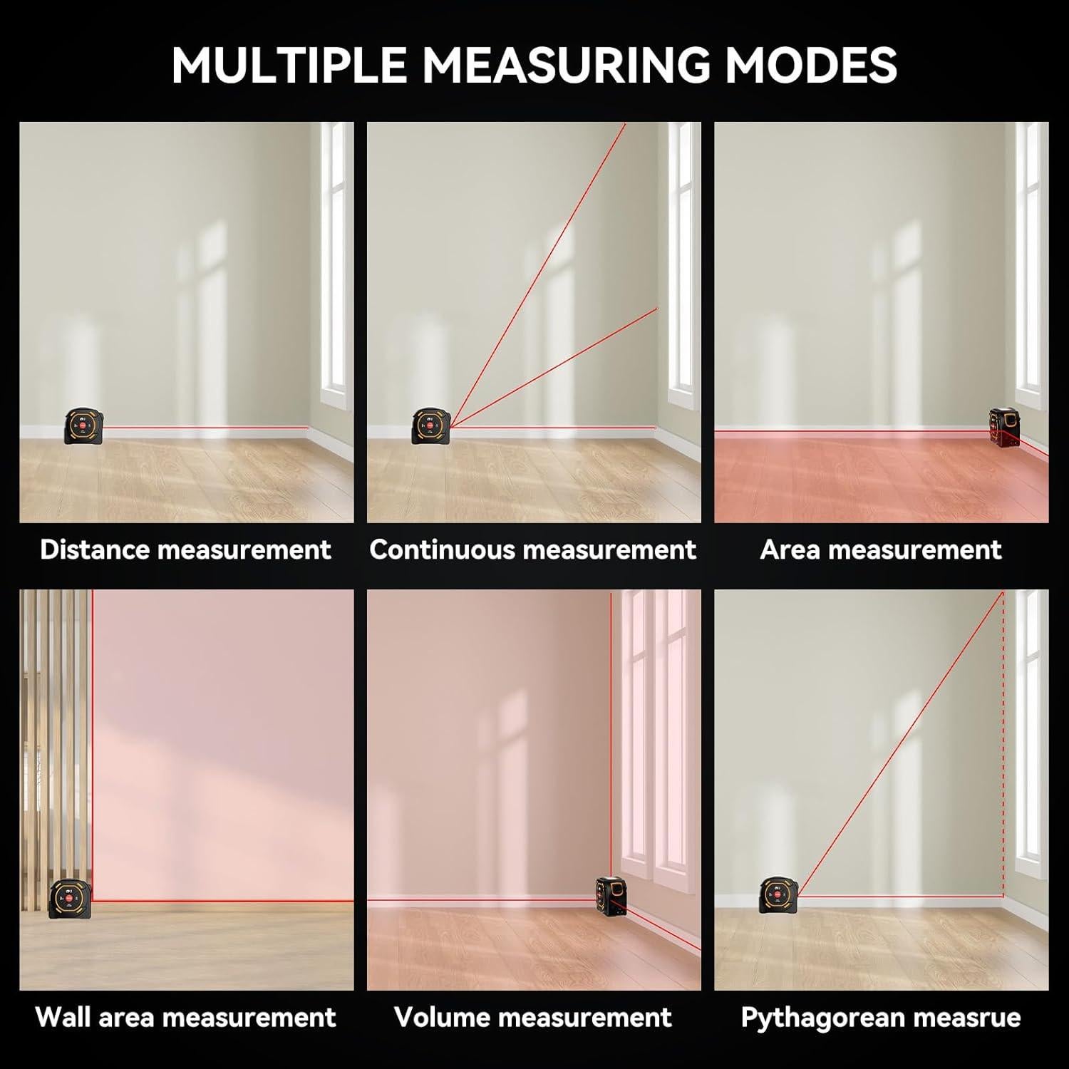 Cinta Métrica Láser GOYOJO 2 en 1 40m y 5m Auto-Bloqueo