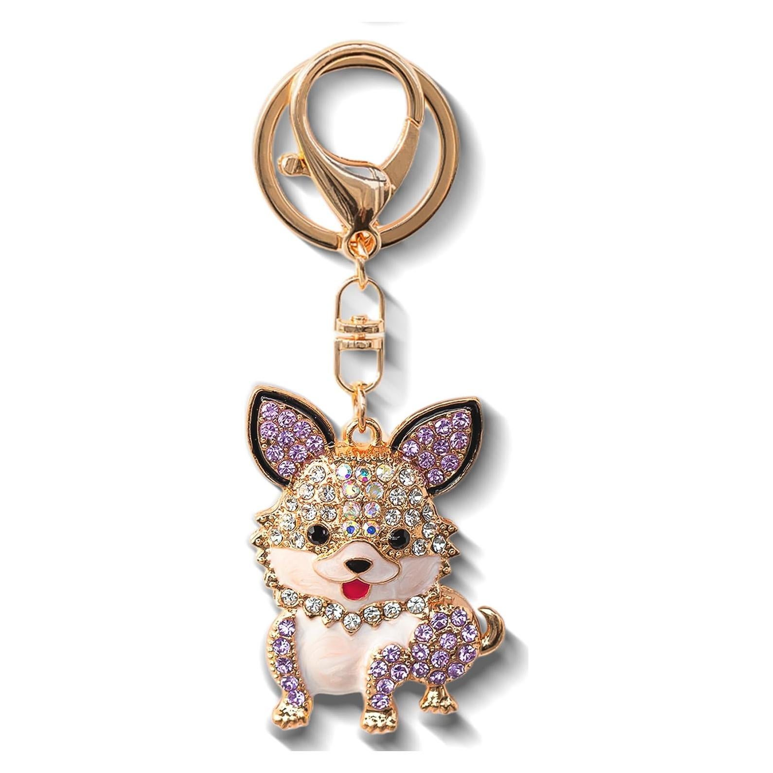 Llavero Corgi Brillante para Mujeres - Accesorio de Moda