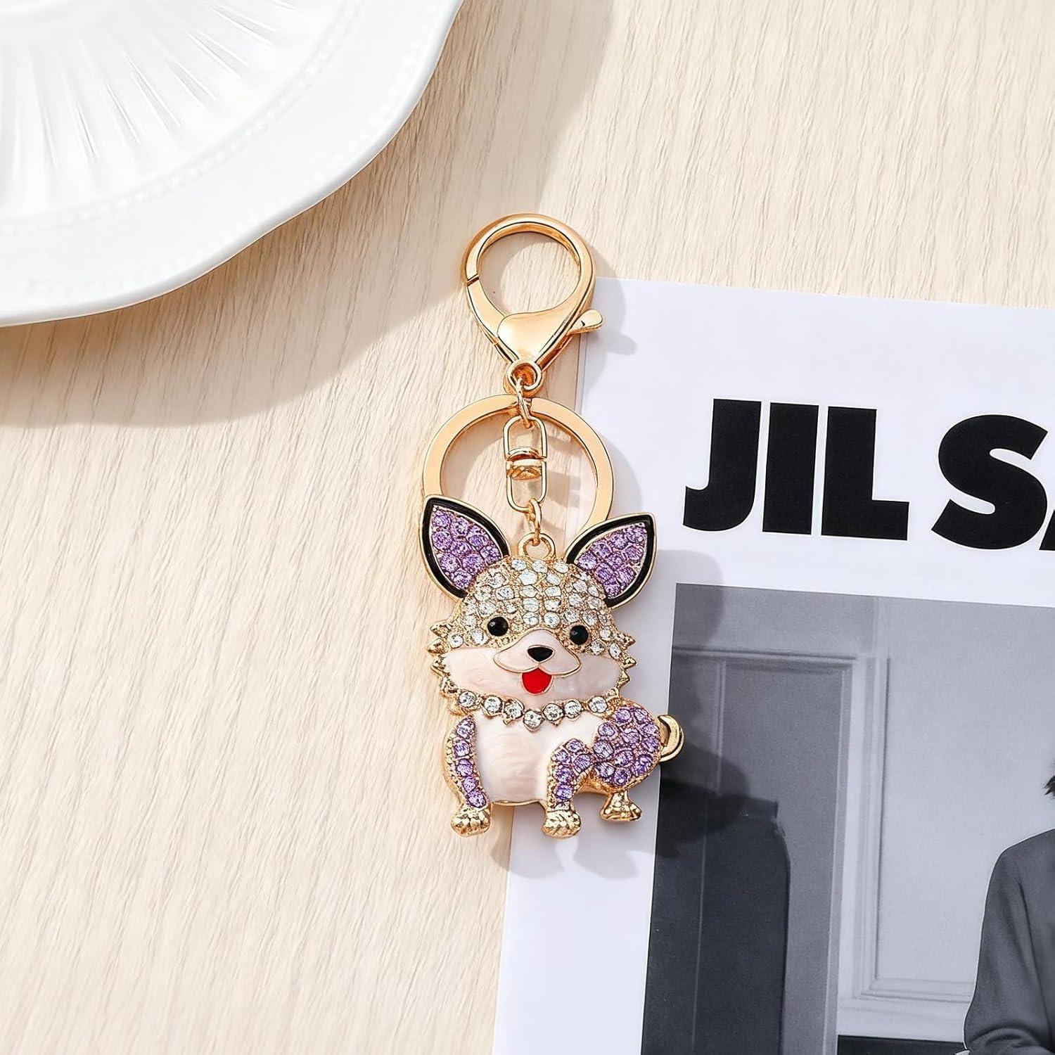 Llavero Corgi Brillante para Mujeres - Accesorio de Moda