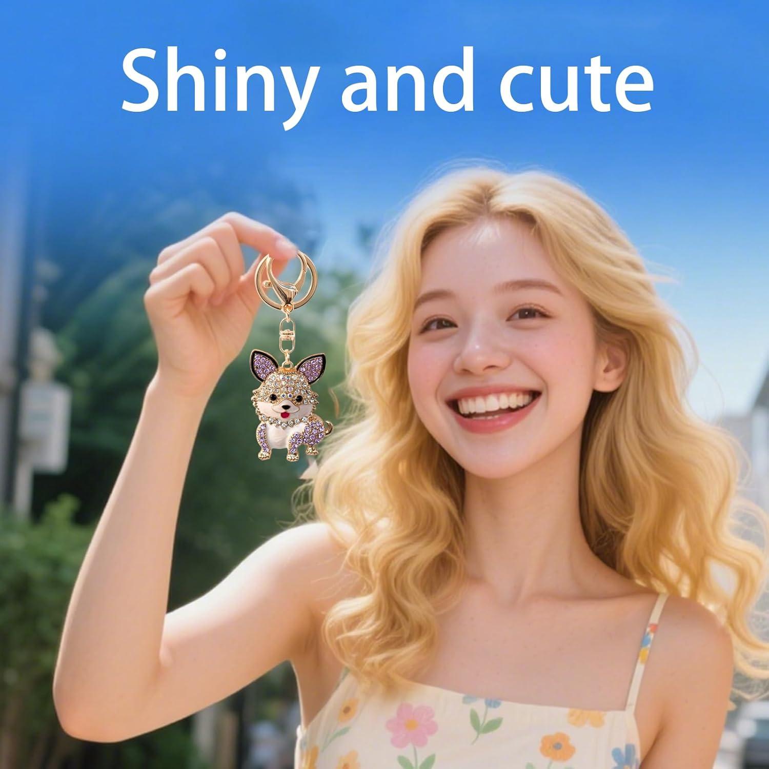 Llavero Corgi Brillante para Mujeres - Accesorio de Moda