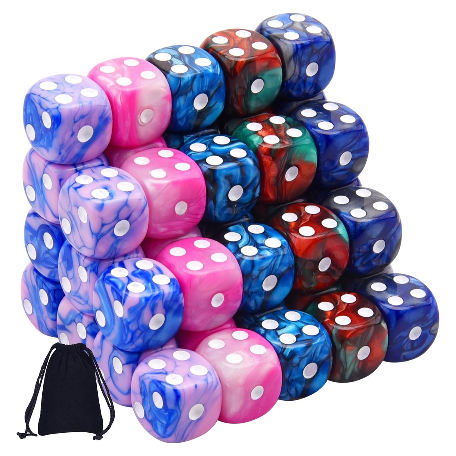 Dados de Juego AUSTOR 50 Piezas 16mm 5 Colores