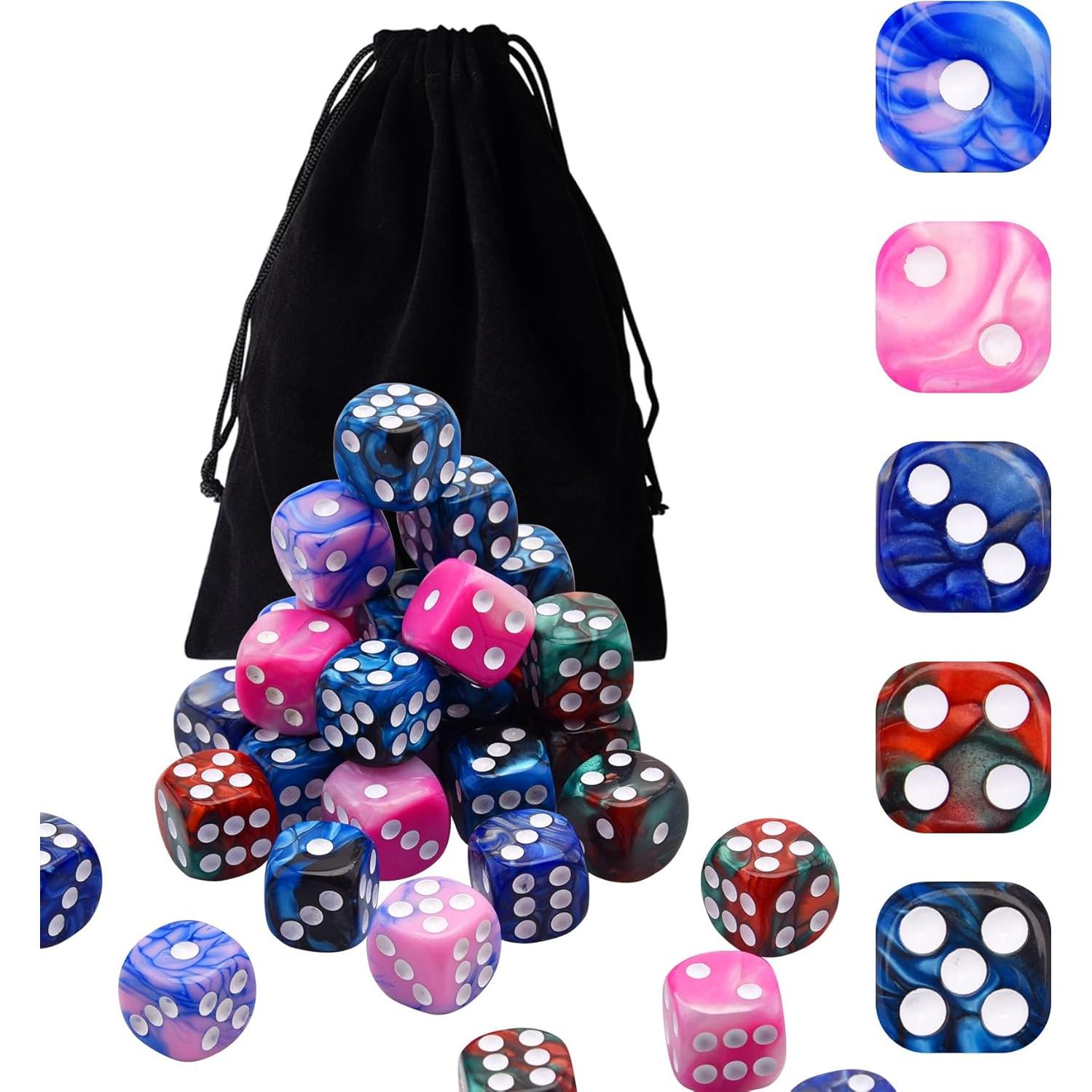 Dados de Juego AUSTOR 50 Piezas 16mm 5 Colores