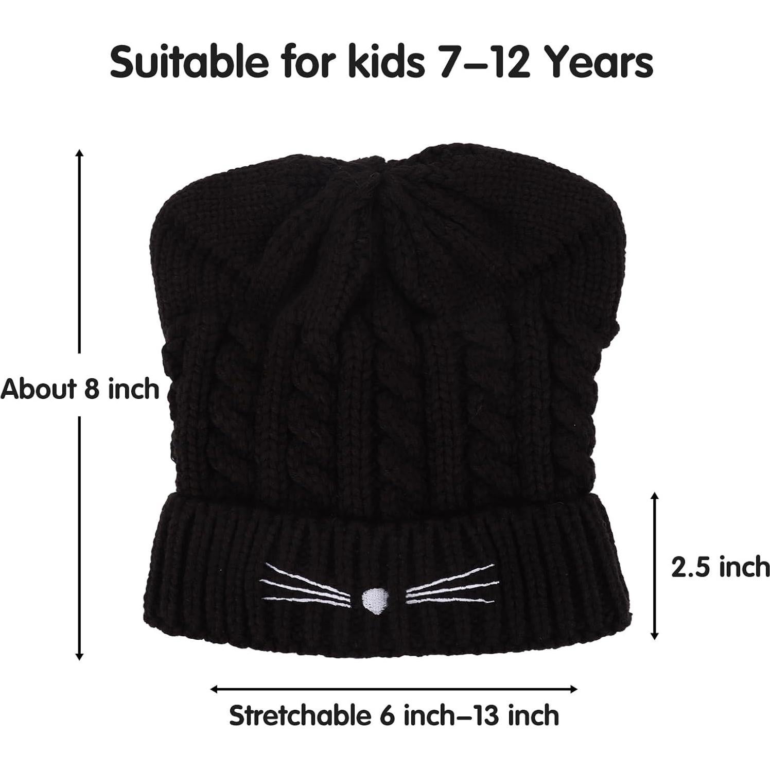 Gorro de invierno para niñas con orejas de gato - Talla única
