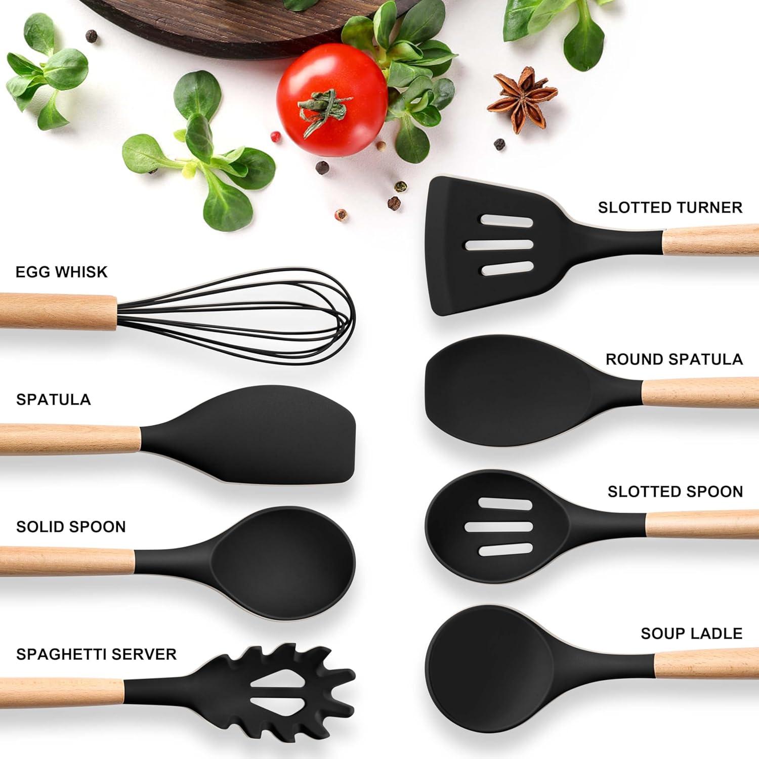 Juego de Utensilios de Cocina Herogo 8 Piezas Silicona y Madera